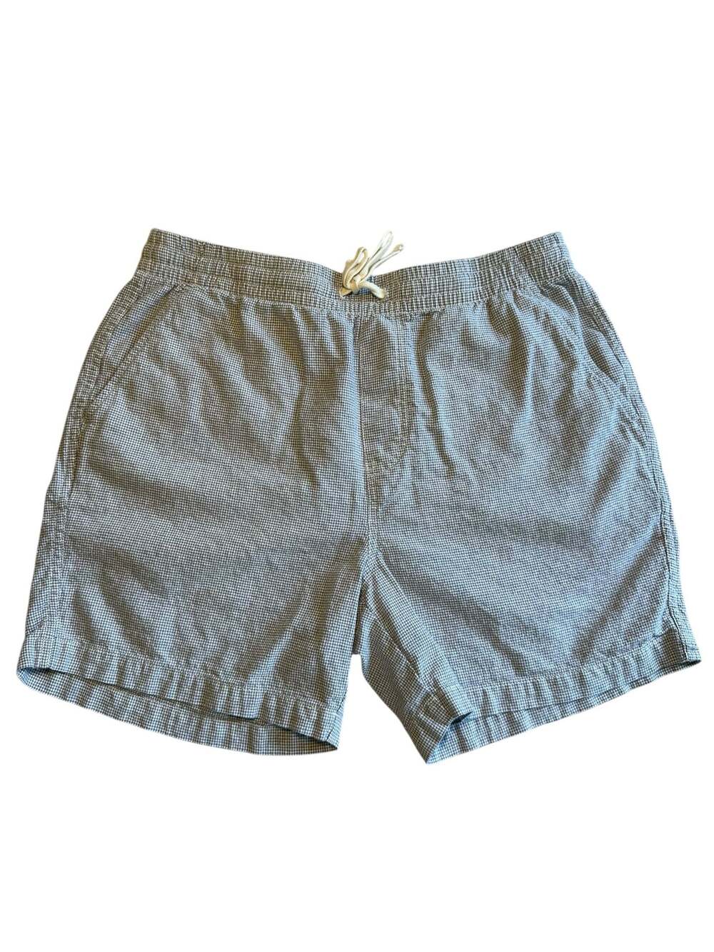 J.Crew Men's Elastic Waist Dock Shorts in Blue/White Check Size L
